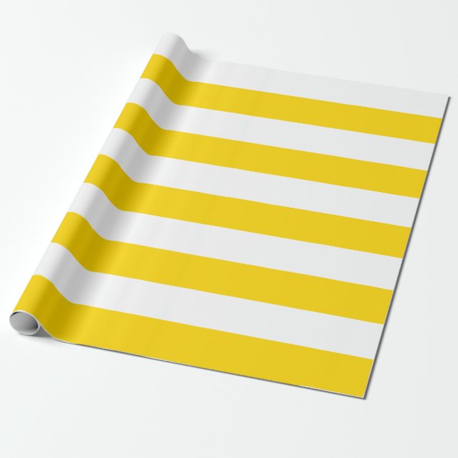 Extra große goldgelbe und weiße Streifen Geschenkpapier (Ungerollt)
