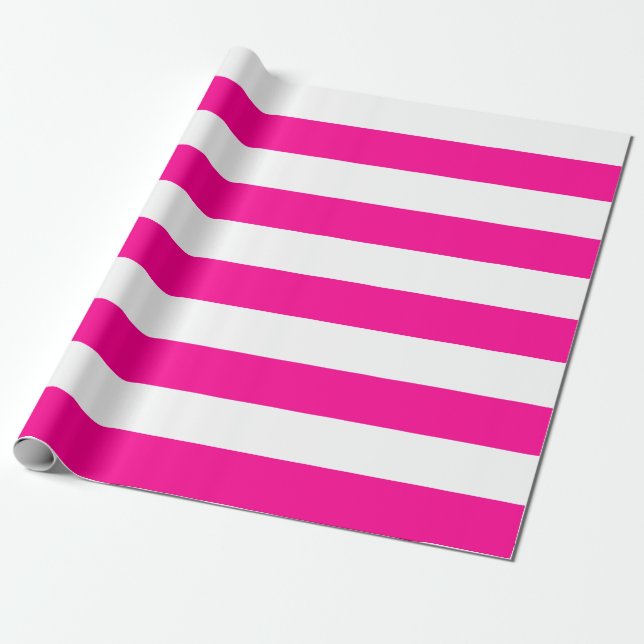 Extra große, heiße rosa und weiße Streifen Geschenkpapier (Ungerollt)