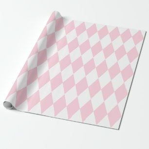 Extra große hellrosa und weiße Harlequin Geschenkpapier