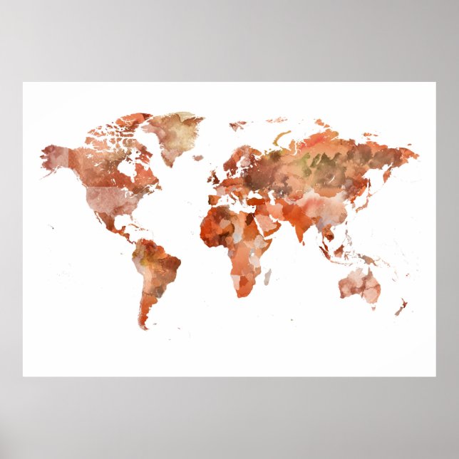 Extra große Terracotta Karte, Weltkarte Poster (Vorne)