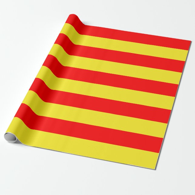 Extra großes rotes und gelbes Streifenpapier Geschenkpapier (Ungerollt)