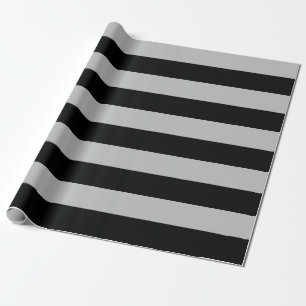 Extra großes, schwarzes und graues Streifenpapier Geschenkpapier