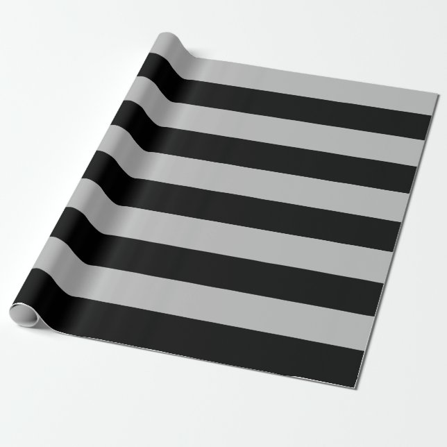 Extra großes, schwarzes und graues Streifenpapier Geschenkpapier (Ungerollt)