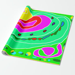 Extra helles, grün-gelbes, lila-rosa Design Geschenkpapier
