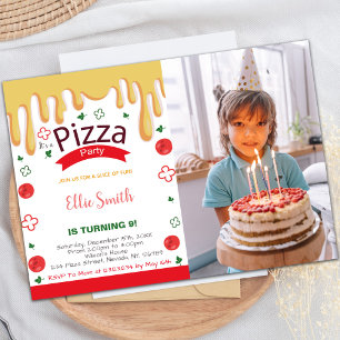 Extra Käse Pizza Geburtstag Einladung mit Foto
