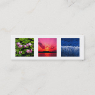 Extra kleine 3 Foto oder Logo weiß grau, modern ch Mini Visitenkarte