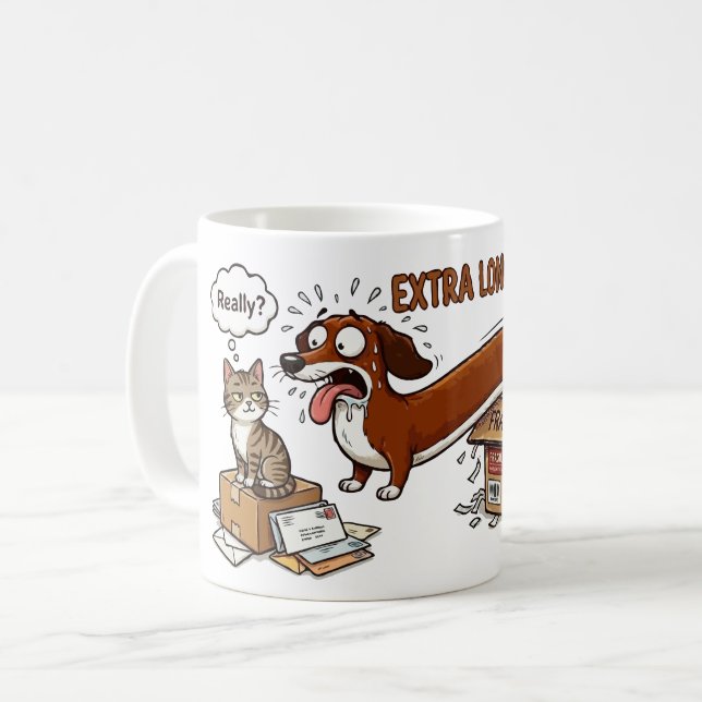 Extra langer extra süßer Dachshund Kaffeetasse (Vorderseite Links)