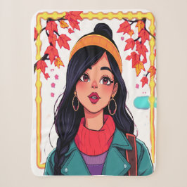 Extra Large Cozy Sherpa Blanket – Autumn Girl Art  Sherpadecke