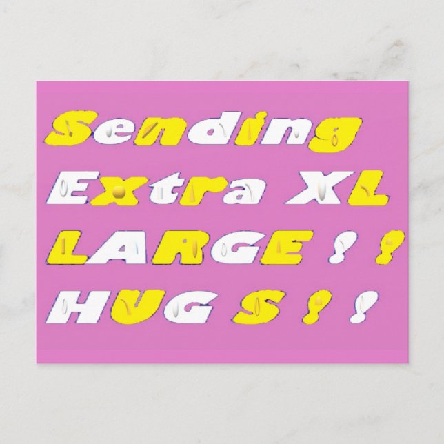 Extra Large Hugs Design rosa-gelbe Grafik Postkarte (Vorderseite)