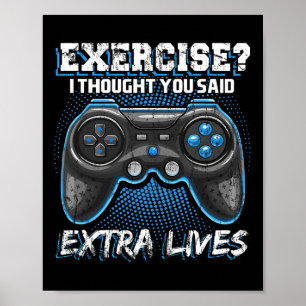 Extra Leben Lustiger Videospiel-Controller Retro-S Poster
