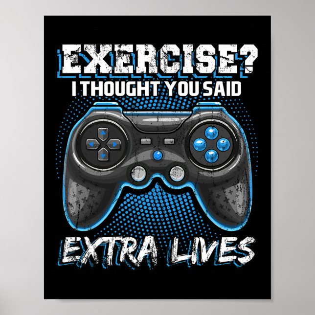 Extra Leben Lustiger Videospiel-Controller Retro-S Poster (Vorne)