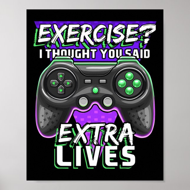 Extra Lives Funny Video Game Controller Retro Game Poster (Vorne)
