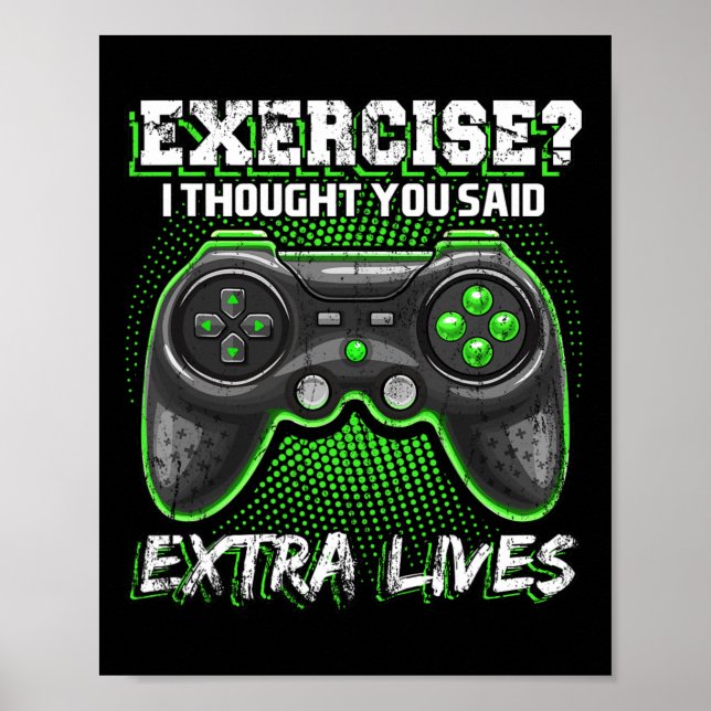 Extra Lives Funny Video Game Controller Retro Game Poster (Vorne)