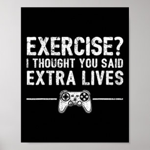 Extra Lives Lustiger Videospiel-Controller Retro-S Poster