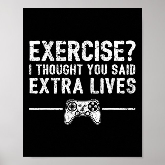 Extra Lives Lustiger Videospiel-Controller Retro-S Poster (Vorne)