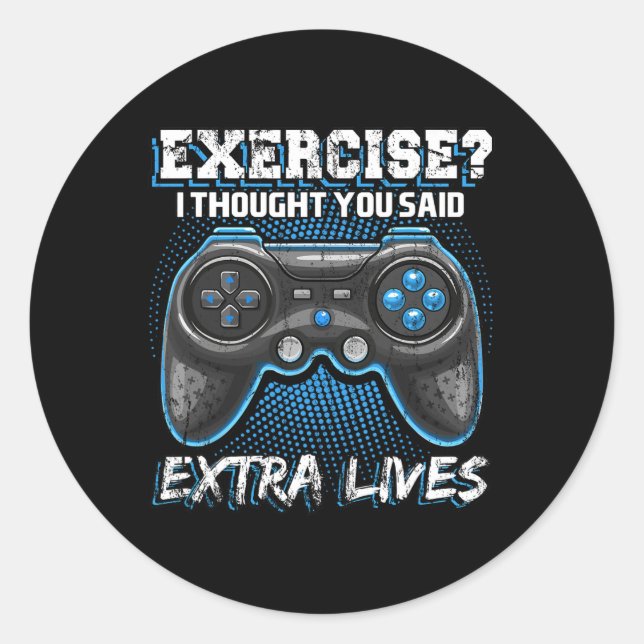 Extra Lives Lustiger Videospiel-Controller Retro-S Runder Aufkleber (Vorderseite)