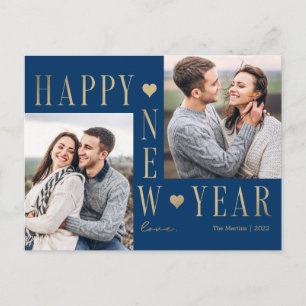 Extra Love Modern Happy New Year Foto Postkarte