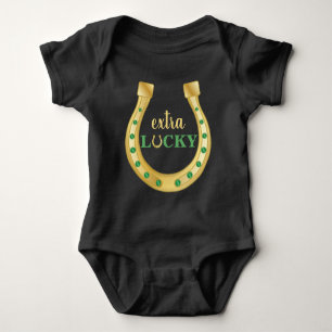 Extra Lucky Horseshoe St. Patrick's Day Baby Strampler