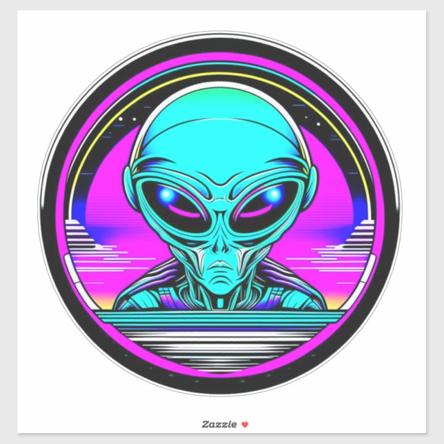 Extra-Terrestriale Alien mit einem UFO Aufkleber (Blatt)