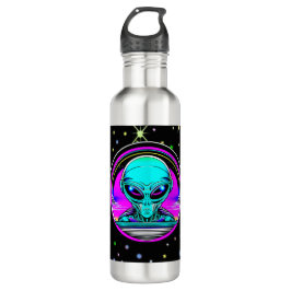 Extra-Terrestriale Alien mit einem UFO Edelstahlflasche