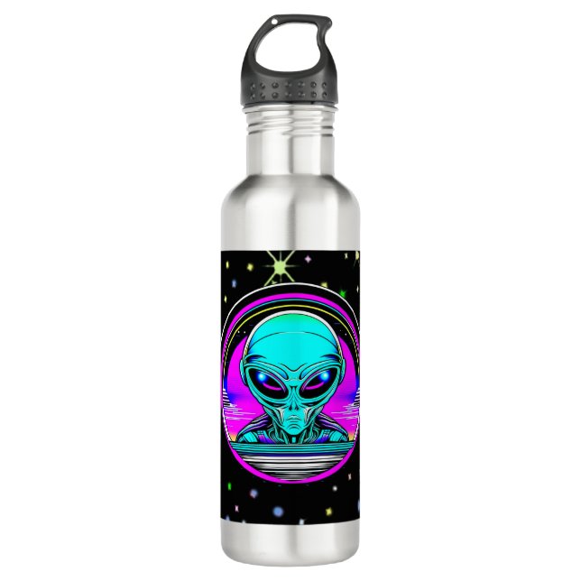 Extra-Terrestriale Alien mit einem UFO Edelstahlflasche (Vorderseite)