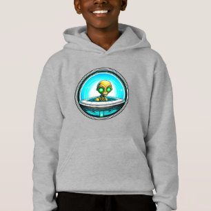 Extra-Terrestriale Alien mit einem UFO Hoodie