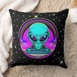 Extra-Terrestriale Alien mit einem UFO Kissen