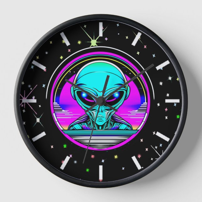 Extra-Terrestriale Alien mit einem UFO Uhr (Vorderseite)