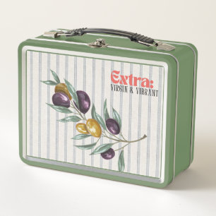 Extra Virgin Lebendiger Olivenzweig im mediterrane Metall Brotdose