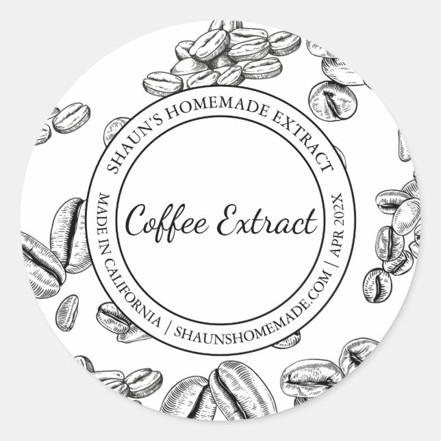 Extrait de café Croquis étiquette moderne (Devant)