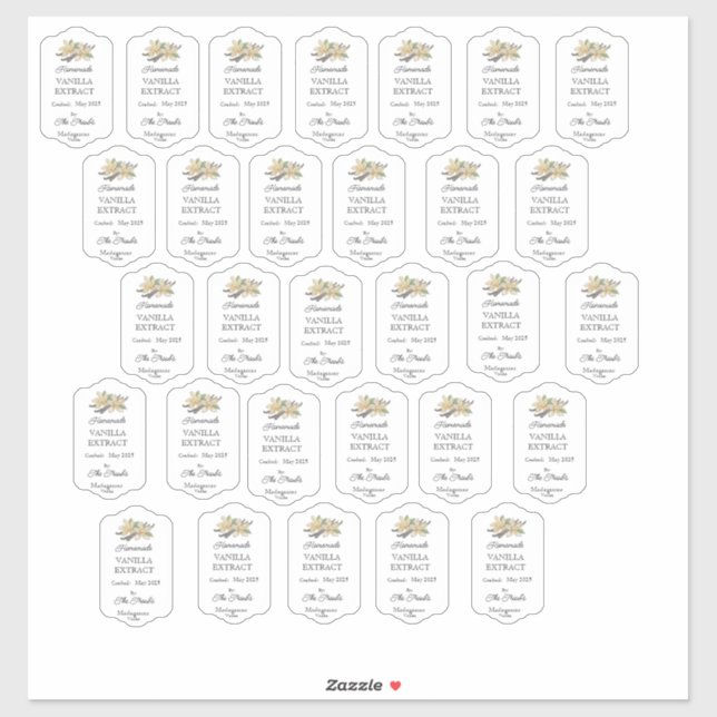Extrait de vanille fait maison Étiquette de vinyle (Feuille)