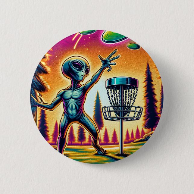 Extraterrestrial Alien Disc Golfing  Button (Vorderseite)