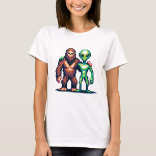 Extraterrestrische Alien Being und Bigfoot Pixel A T-Shirt