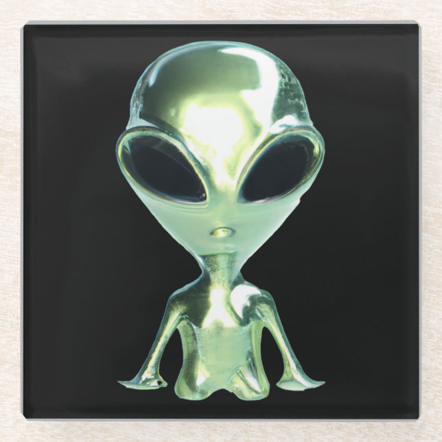 Extraterrestrische Alien Metallic Glass Untersetze Glasuntersetzer (Vorderseite)