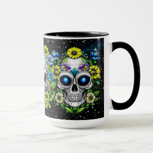 Extraterrestrische Alien Skulls und Blume Tasse