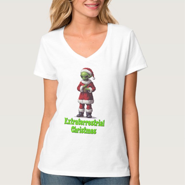 Extraterrestrische Weihnachten T-Shirt (Vorderseite)