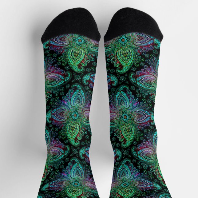Extravagant Aquamarin Paisley Socken (Oben)