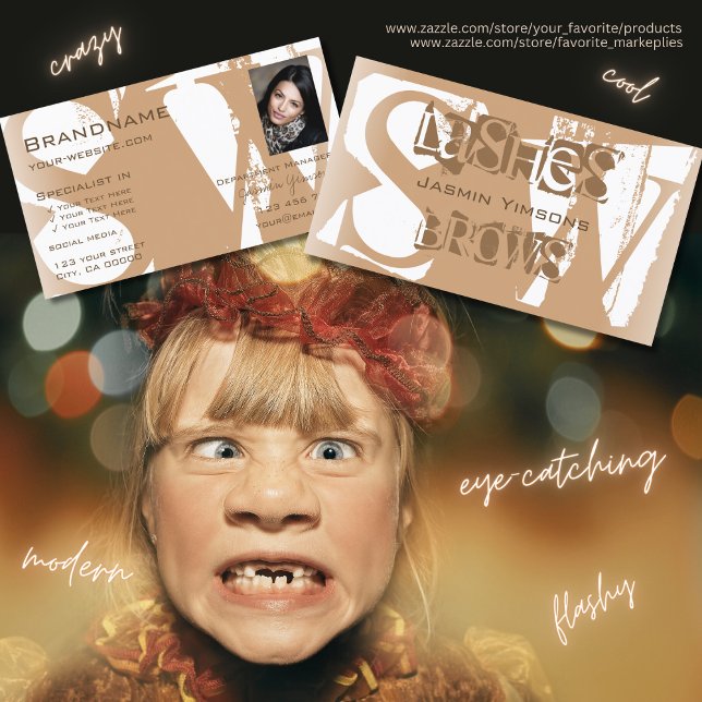 Extravagant Beige Weiß mit Foto und Monogram moder Visitenkarte (Von Creator hochgeladen)