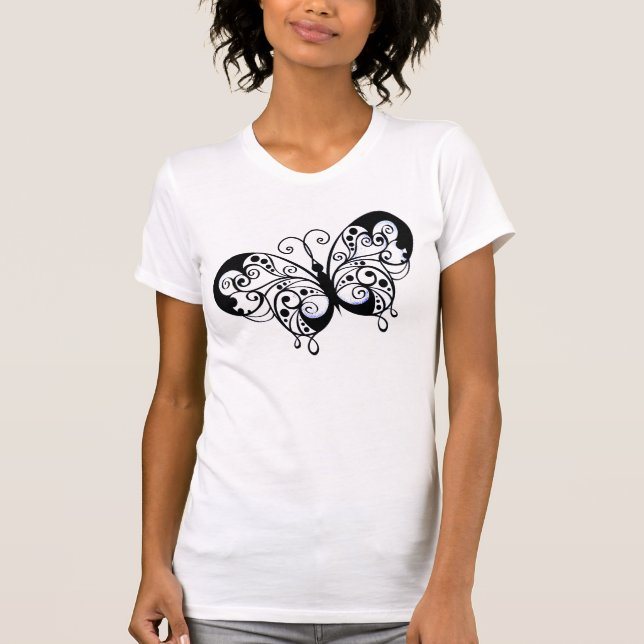 Extravagant Black Butterfly T-Shirt (Vorderseite)