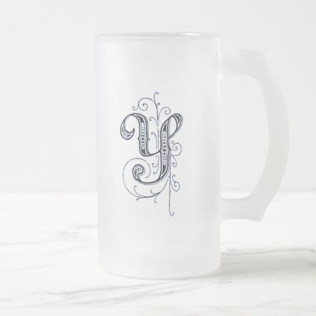 Extravagant Blue Vintag Monogram 'Y' - Tasse (Rechts)