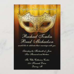 Extravagant blühen Sie Goldmaskerade-Hochzeit Einladung