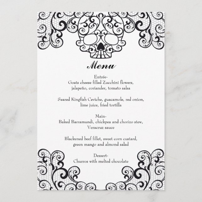 Extravagant blühen Sie Schädel-12x18" Wedding Menü Menükarte (Vorderseite)