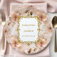 Extravagant Blush Gold Hochzeitspapier-Teller