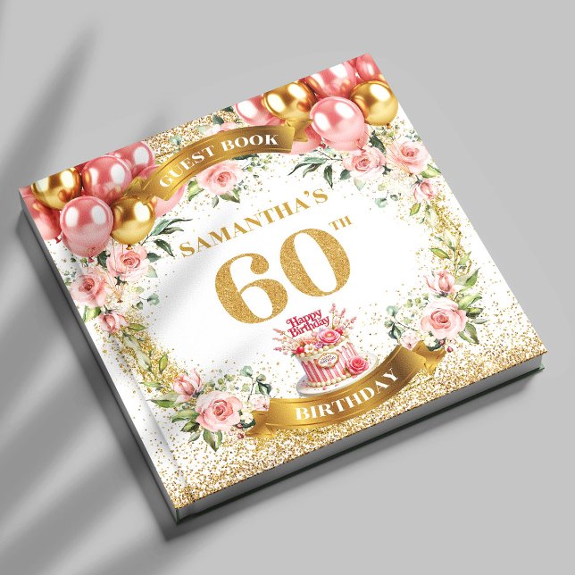 Extravagant Boho 60. Geburtstag Gästebuch Sparkle  (Fancy Boho 60th Birthday Guest Book Sparkle Finish

)
