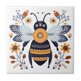 Extravagant Boho Honey Bee Scandinavian Folk Art Fliese