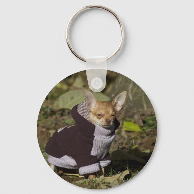 Extravagant Chihuahua Schlüsselanhänger (Vorderseite)