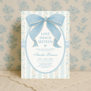Extravagant Coquette Sweet 16 Blue Bow Geburtstag Einladung