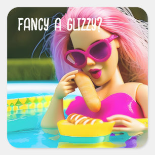 Extravagant ein Glizzy? Quadratischer Aufkleber