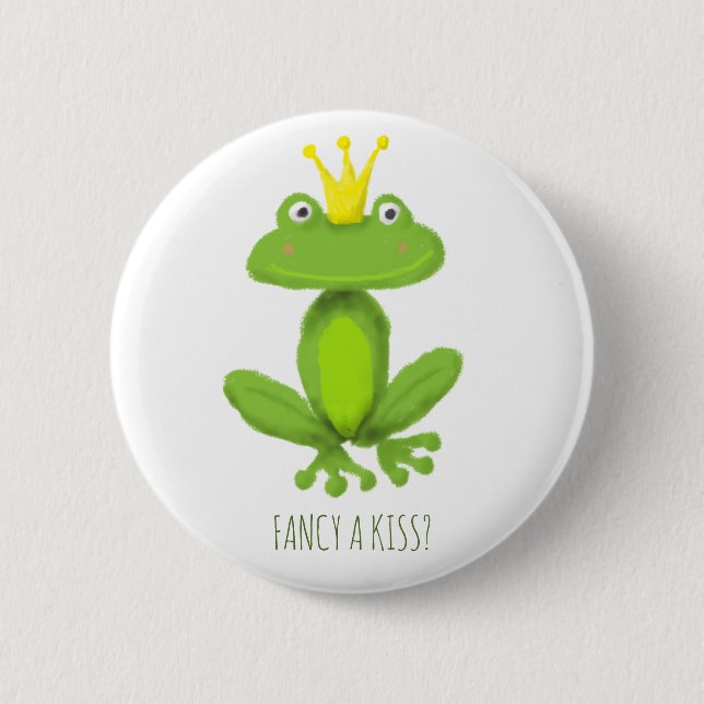Extravagant ein Kuss Froschprinz niedlicher Valent Button (Vorderseite)
