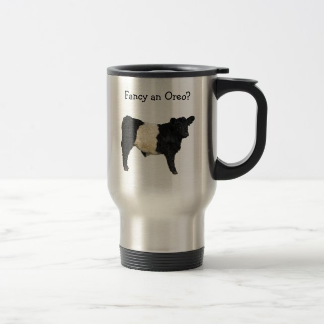 Extravagant ein Oreo? Galloway Kuh Beltie Steer Reisebecher (Rechts)
